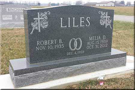 dark grey granite headstone